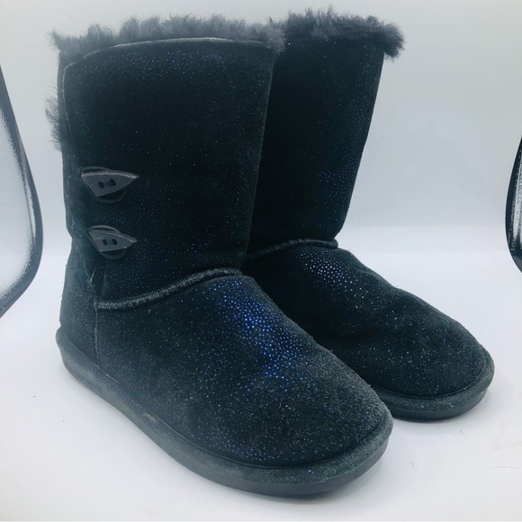 Bearpaw black suede with blue specs winter fashion boots Abigail Size 7 - Picture 1 of 11